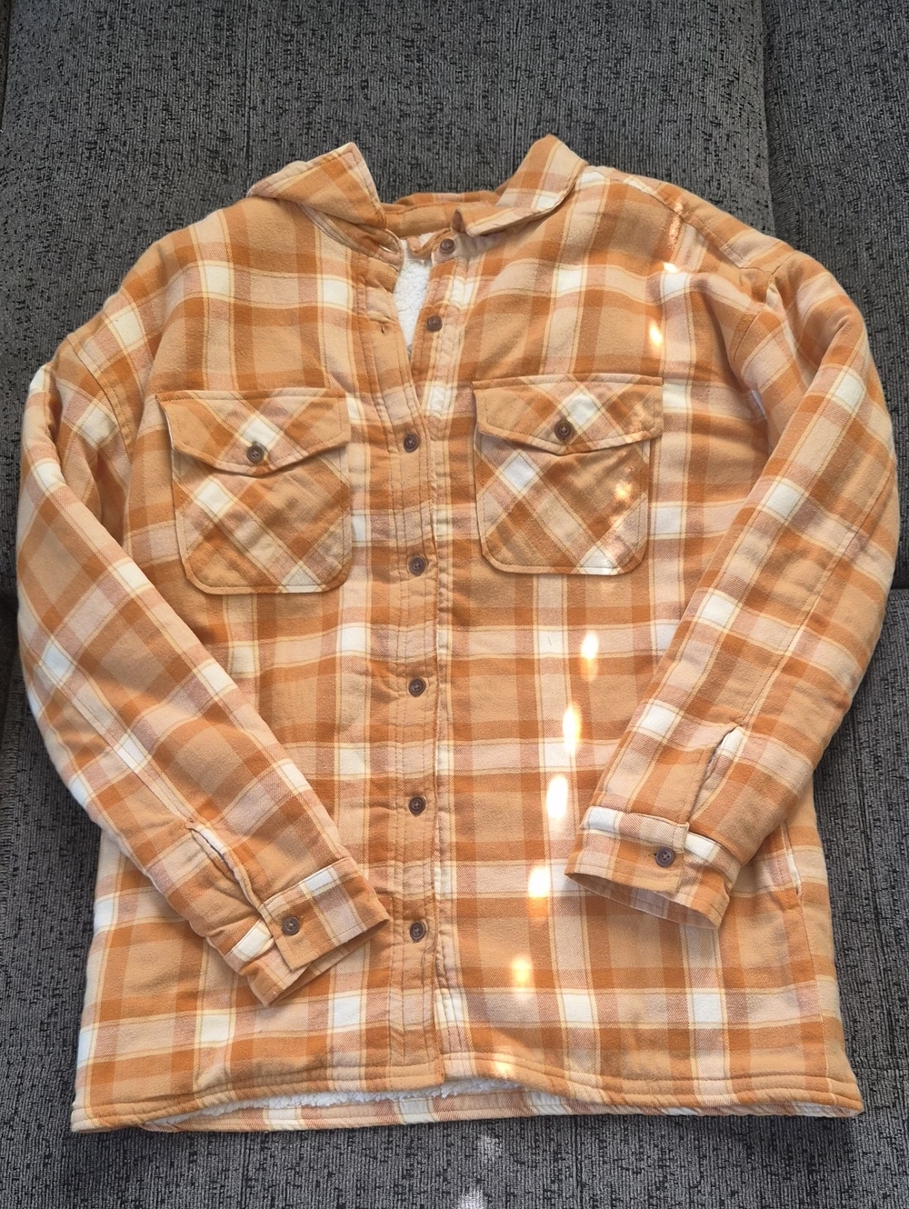 Kids's Orange Plaid Flannel Shirt Jacket